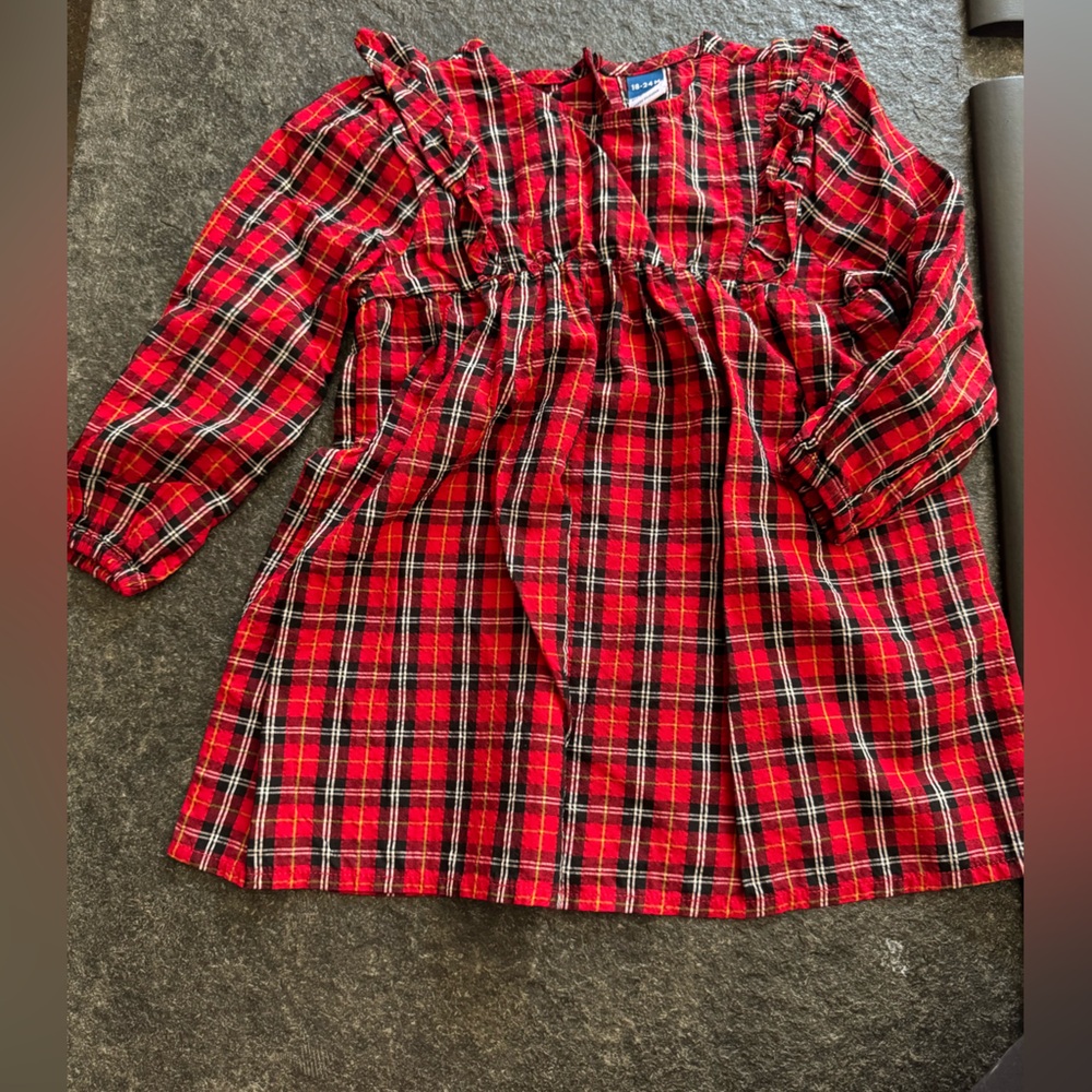 Old Navy - Red plaid holiday dress- size 18-24 months